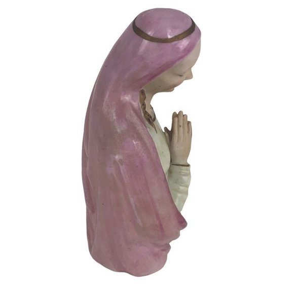 Lipper & Mann Creations Praying Virgin Mary Ceramic Figurine Midcentury Japan 6" - Picture 4 of 8